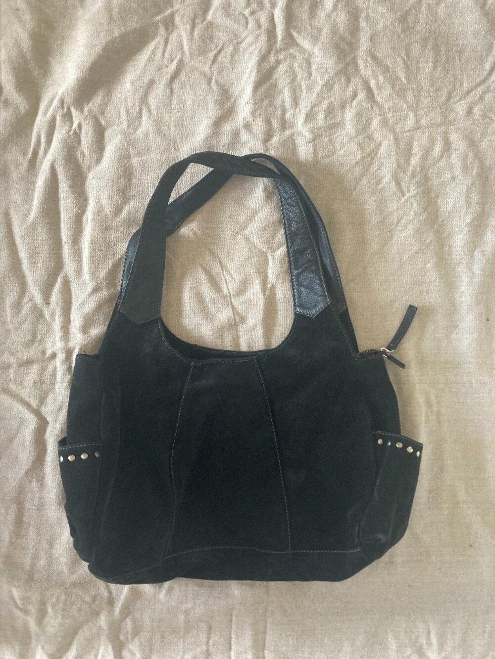 J. Jill vintage black suede and leather hobo bag studs